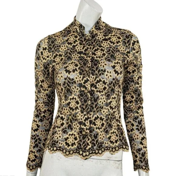luxury Ann Ferriday vintage lace high neck button up coquette minimalist blouse - Picture 1 of 16
